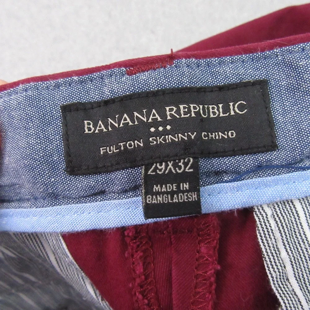 Banana Republic Fulton Skinny‎ Chino Pants Burgundy Size 29x32